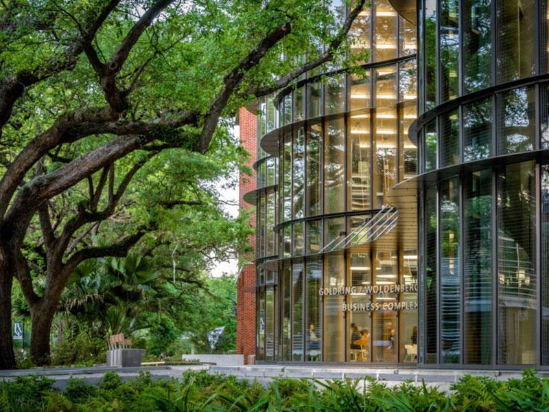 Exterior of the business school on uptown campus