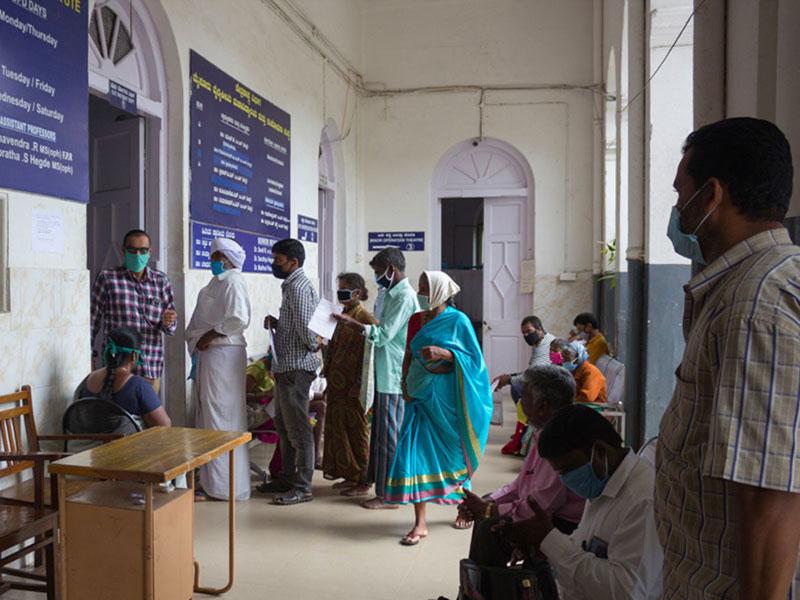 Patients waiting in clinic in India Patients waiting in clinic in India