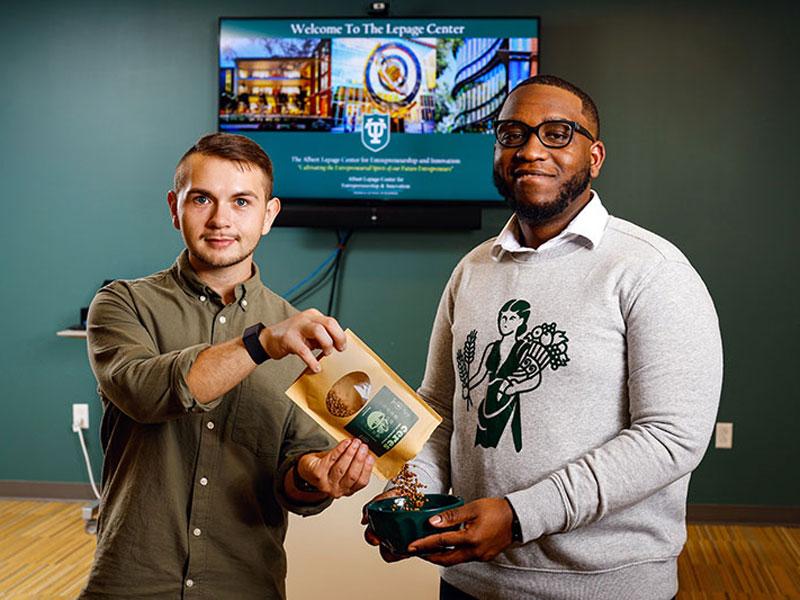 Tulane Master of Business Administration student Rich Simmerman (left), and Branson Morgan are the founders of Ceres Plant Protein Cereal, the first breakfast cereal made exclusively with plant protein and with no added sugar.
