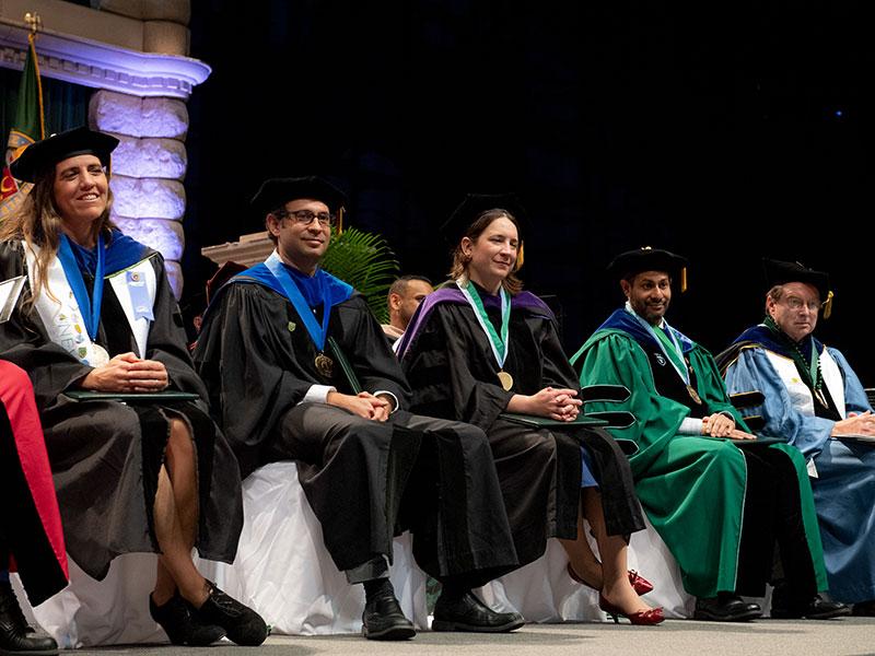 Professors Donata Henry, Michael J. Moore, Sally Richardson, Chayan Chakraborti, MD, and Dennis P. Kehoe