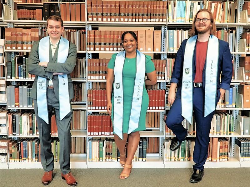 Third-year law students Brandon Sprague, Jayde Encalade and Jacob McCarty pose for photo Third-year law students Brandon Sprague, Jayde Encalade and Jacob McCarty pose for photo
