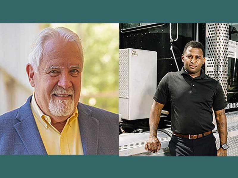 Kevin Pollard (left), an adjunct lecturer in management at the A. B. Freeman School of Business, recruited Otis Tucker (right), to work with his students in New Venture Planning Kevin Pollard (left), an adjunct lecturer in management at the A. B. Freeman School of Business, recruited Otis Tucker (right), to work with his students in New Venture Planning