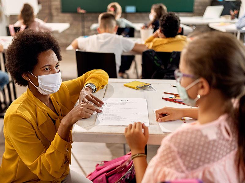 Teacher with a mask