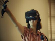Student using virtual reality headset