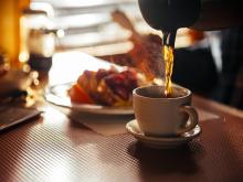 Coffee poured into cup