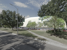 Rendering of enclosed practice field