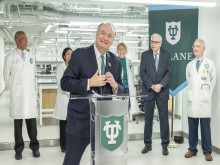 President Miichael A. Fitts and Tulane leaders in Hutchinson Memorial
