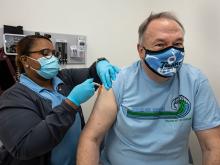 President Fitts receives flu vaccine