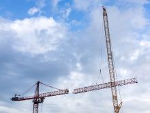 Tower crane on Tulane campus construction site