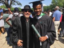 Professor Joel Dinerstein and new Tulane graduate Jamal Cuthbertson