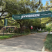 Green "GIVE GREEN" banner hangs across a tree-lined paved path.