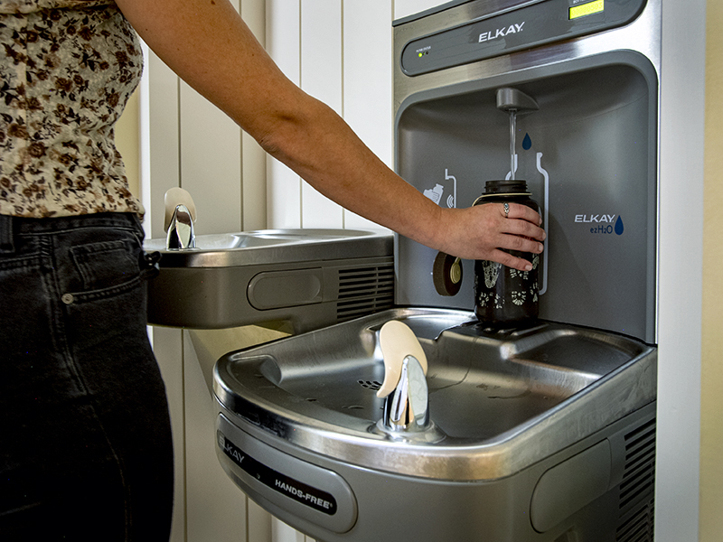 More than 50 hands-free water bottle filling stations have been installed across the uptown campus thanks to work by the Office of Sustainability, Facilities Services, and a student-led, crowd-sourced research effort. 